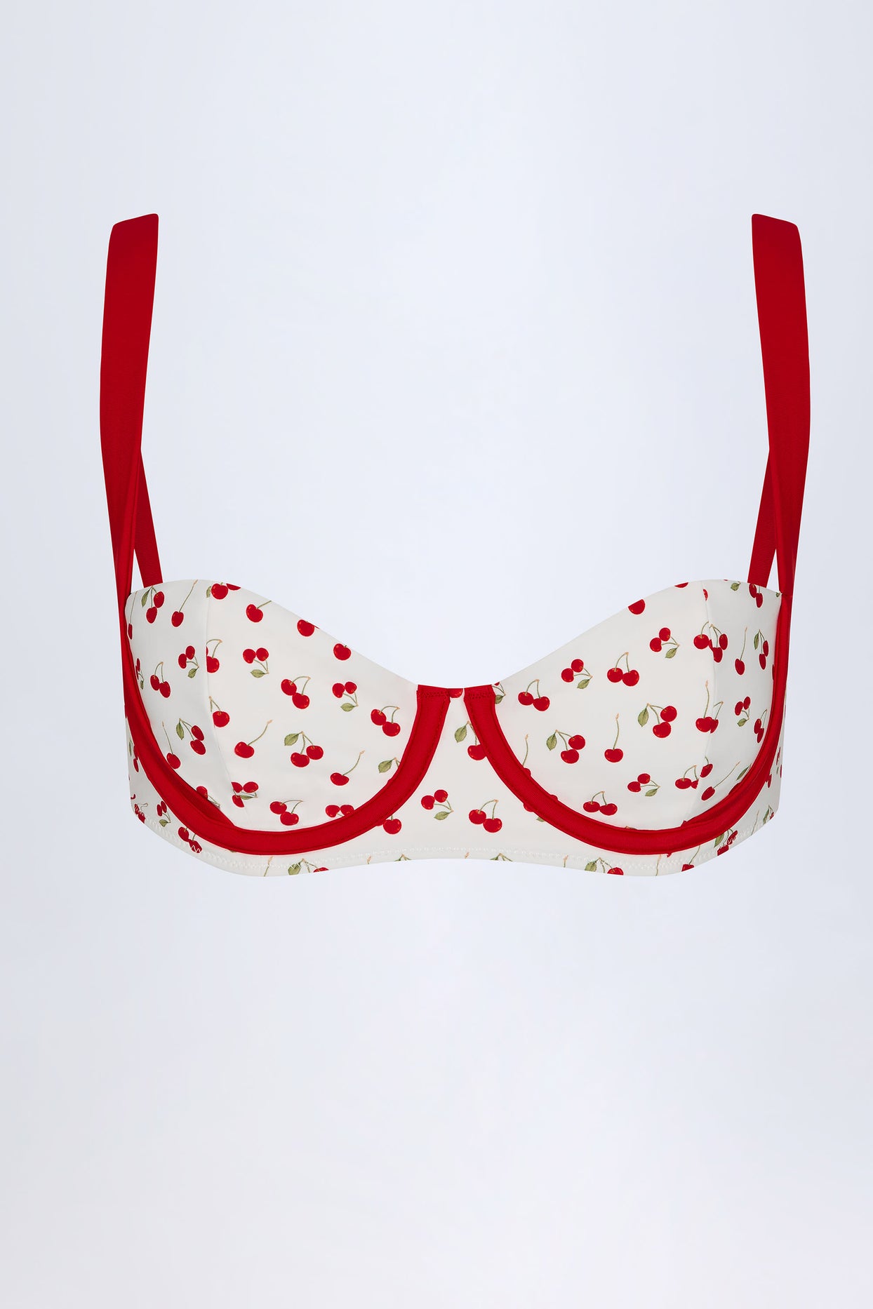 Contrast Underwired Balconette Bikini Top in Cherry Print - 3