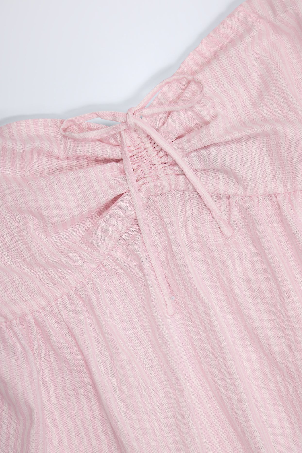 Tie-Front Strapless Cotton-Poplin Crop Top in Pink White Stripe - 5