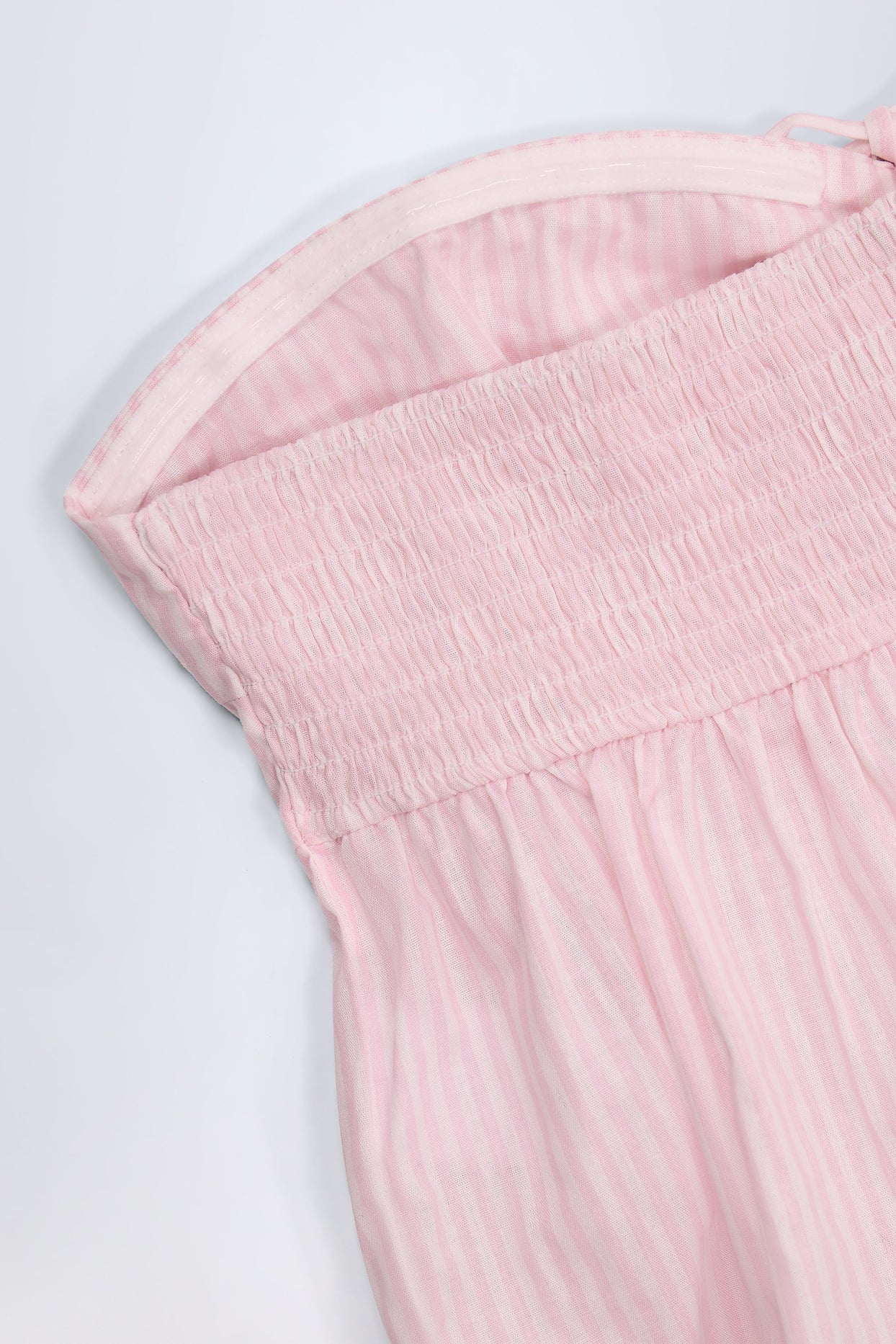 Tie-Front Strapless Cotton-Poplin Crop Top in Pink White Stripe - 6