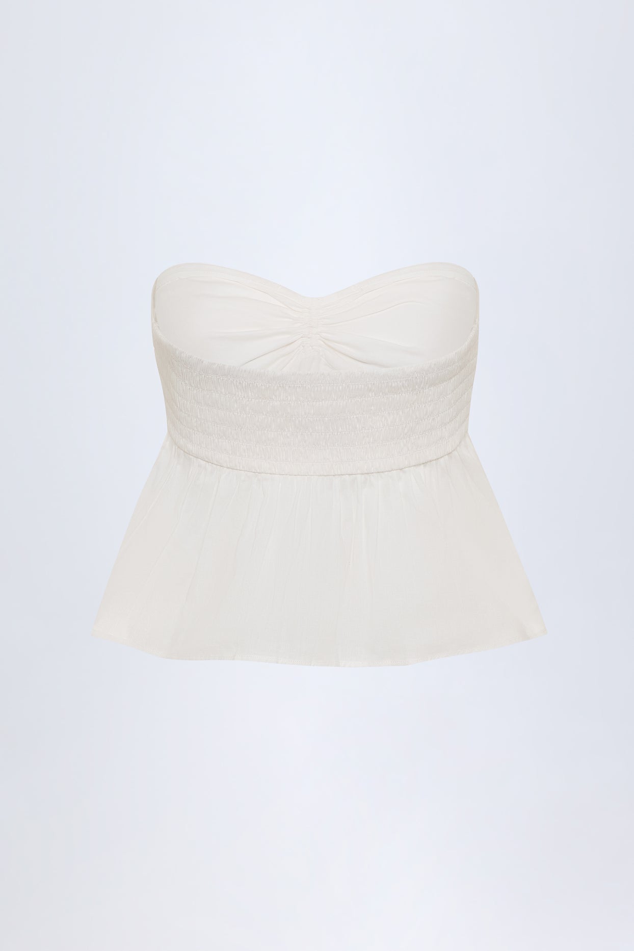 Tie-Front Strapless Cotton-Poplin Crop Top in White - 4