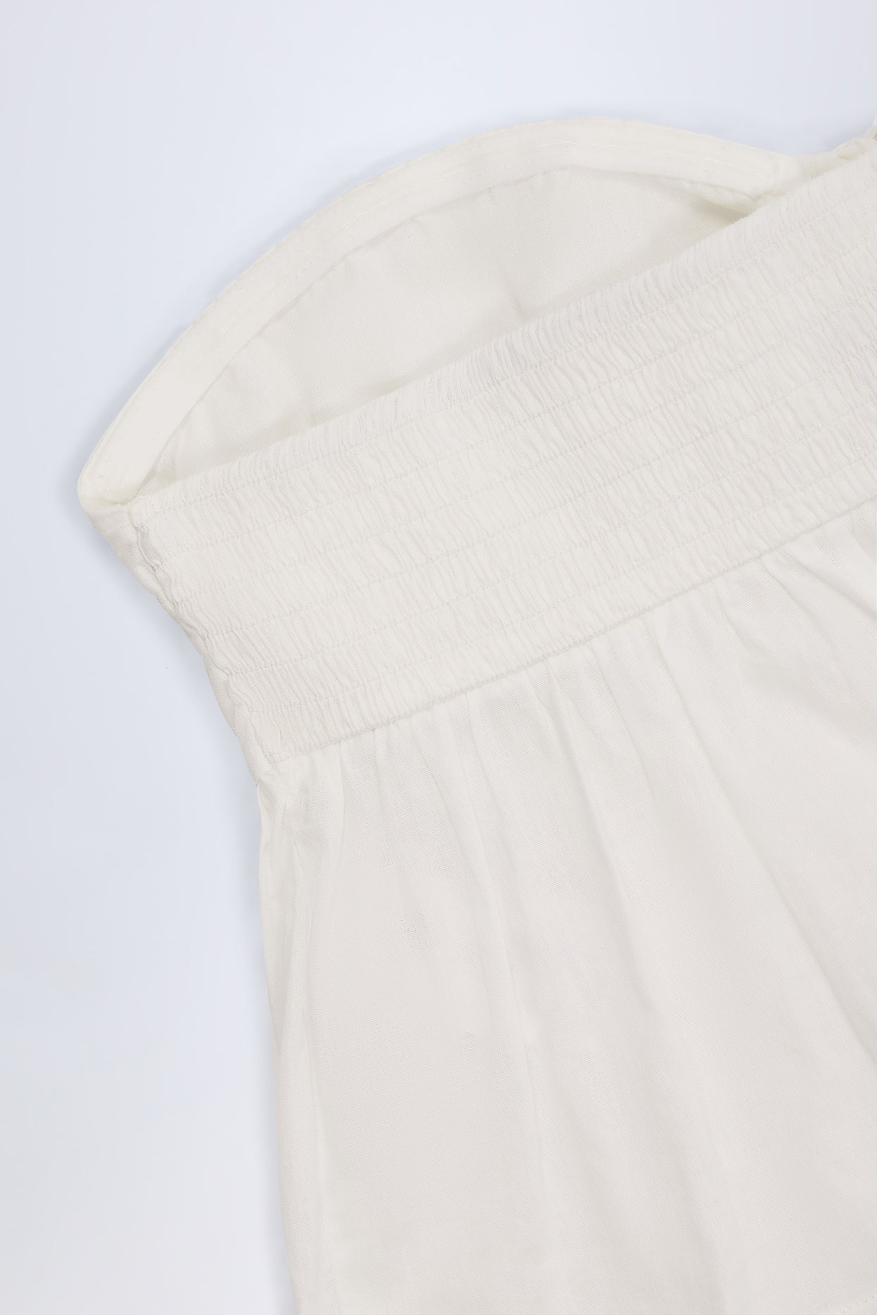 Tie-Front Strapless Cotton-Poplin Crop Top in White - 6