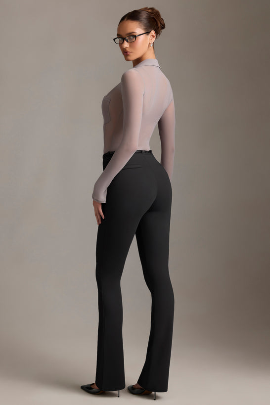 Low-Rise Flared Trousers in Black