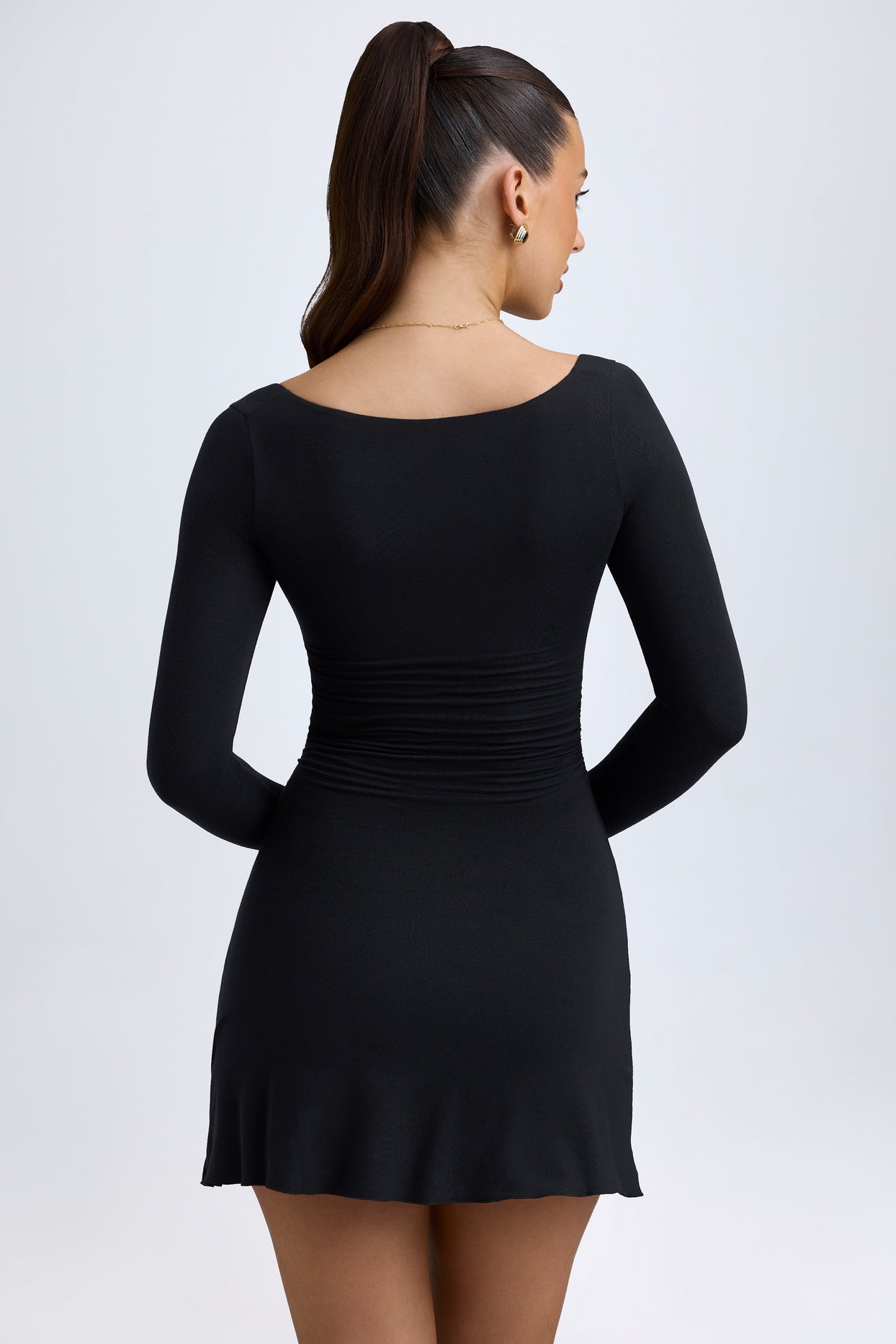 Modal Layered A-Line Mini Dress in Black - 3