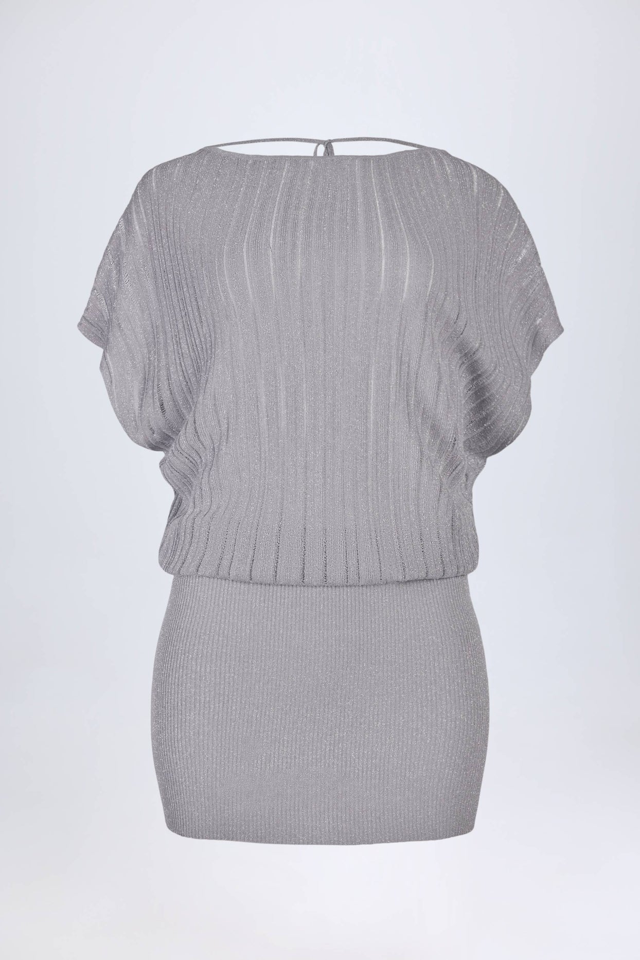 Backless Batwing Mini Dress in Silver - 3
