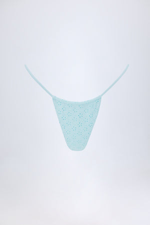 Broderie Anglaise Drawstring Bikini Bottoms in Powder Blue