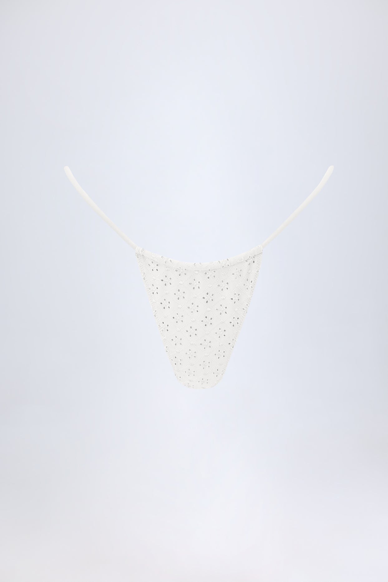 Broderie Anglaise Drawstring Bikini Bottoms in White - 2