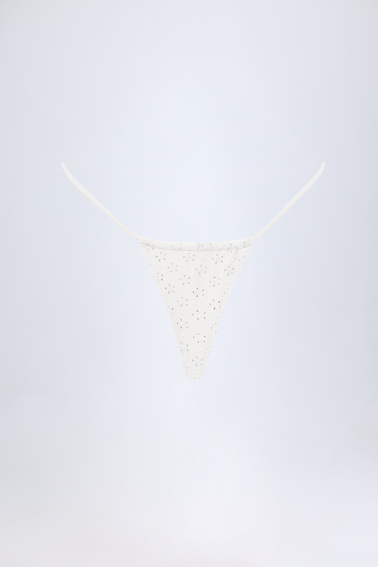 Broderie Anglaise Drawstring Bikini Bottoms in White - 3