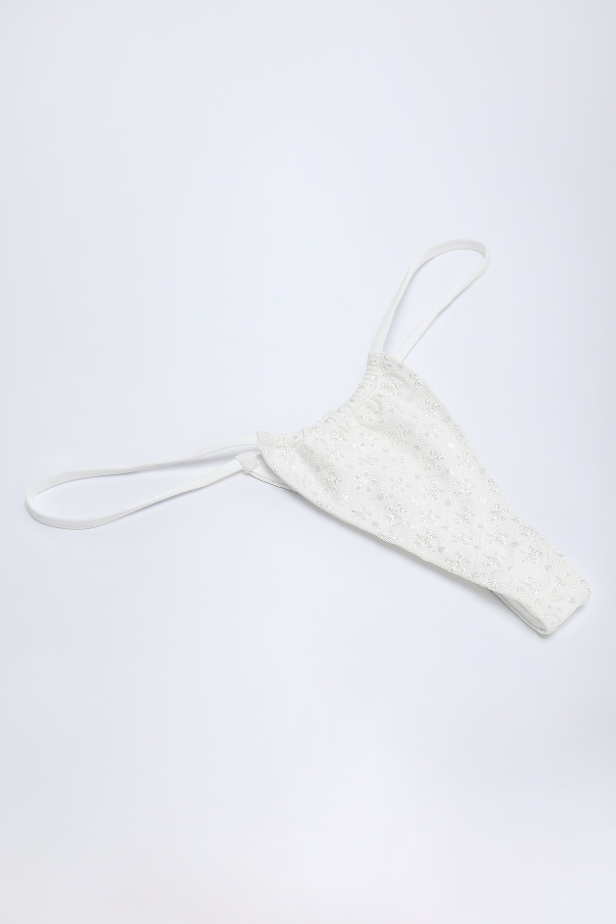 Broderie Anglaise Drawstring Bikini Bottoms in White - 4