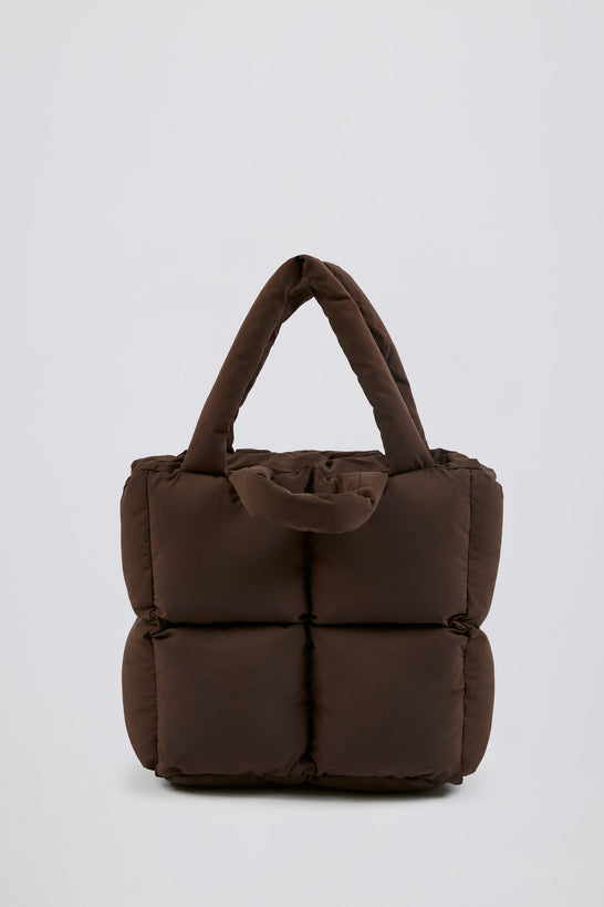 Quilted Puffer Bag in Mahogany