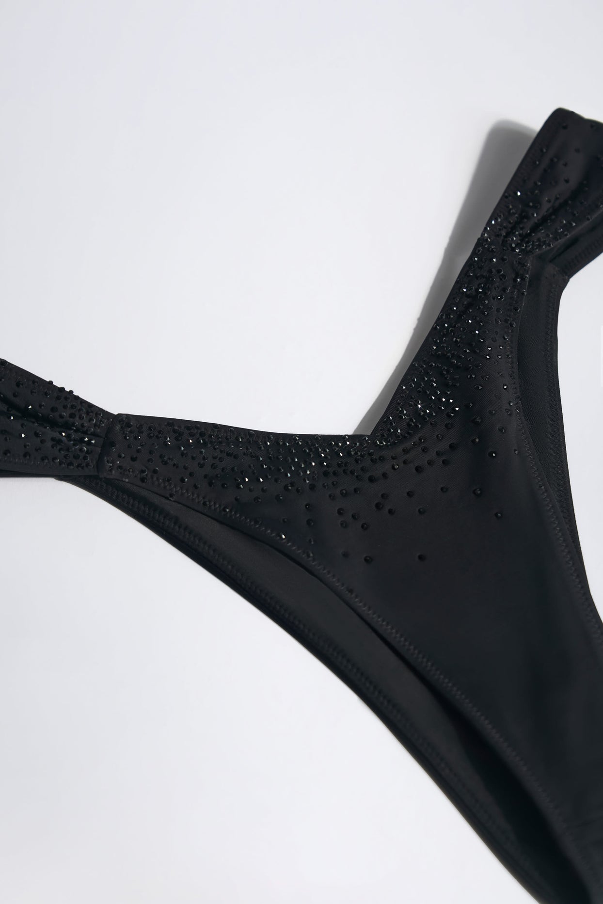 Embellished Ruched Cheeky Bikini Bottoms in Black - 4