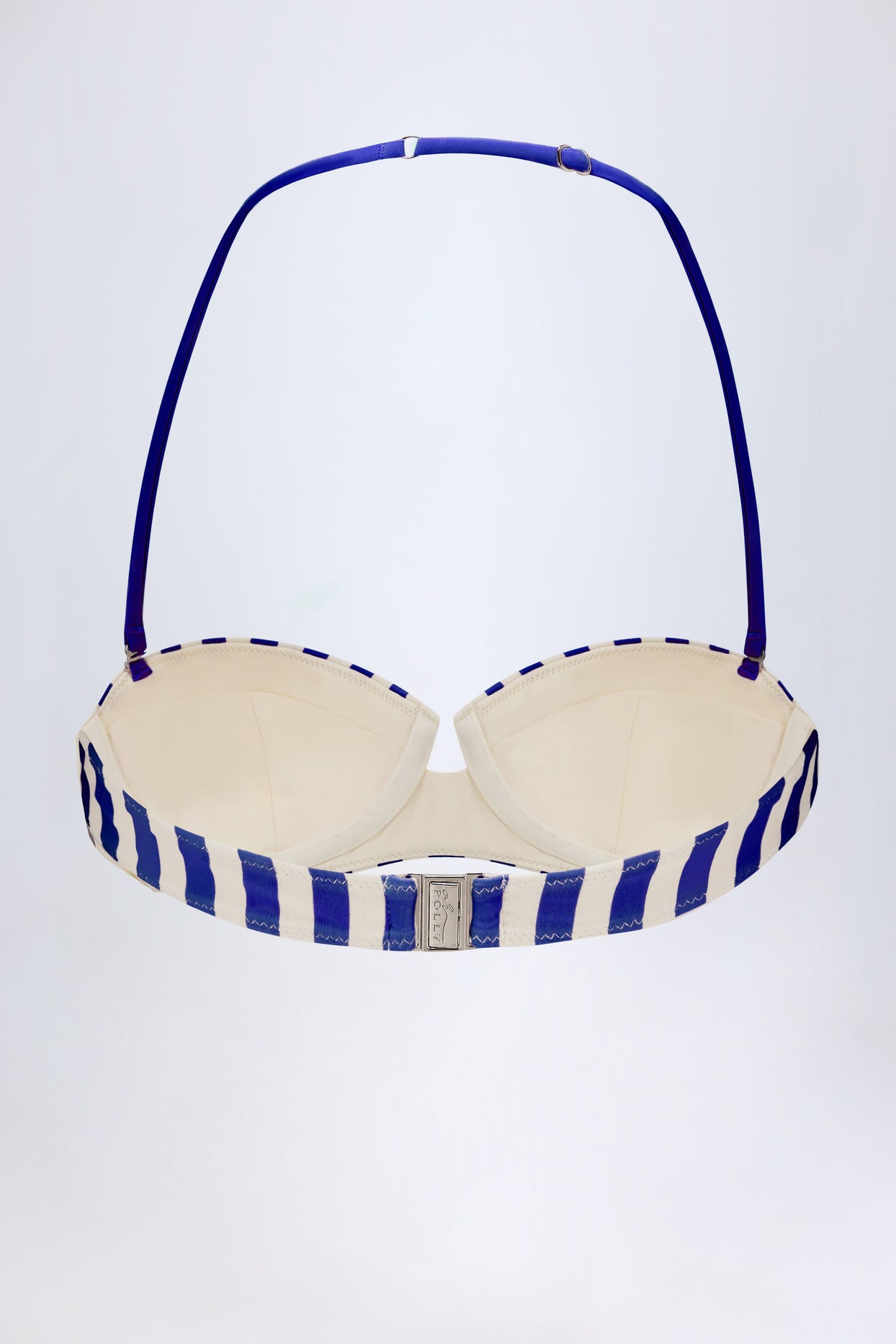 Underwired Halterneck Balconette Bikini Top in Marine Blue Stripe - 3