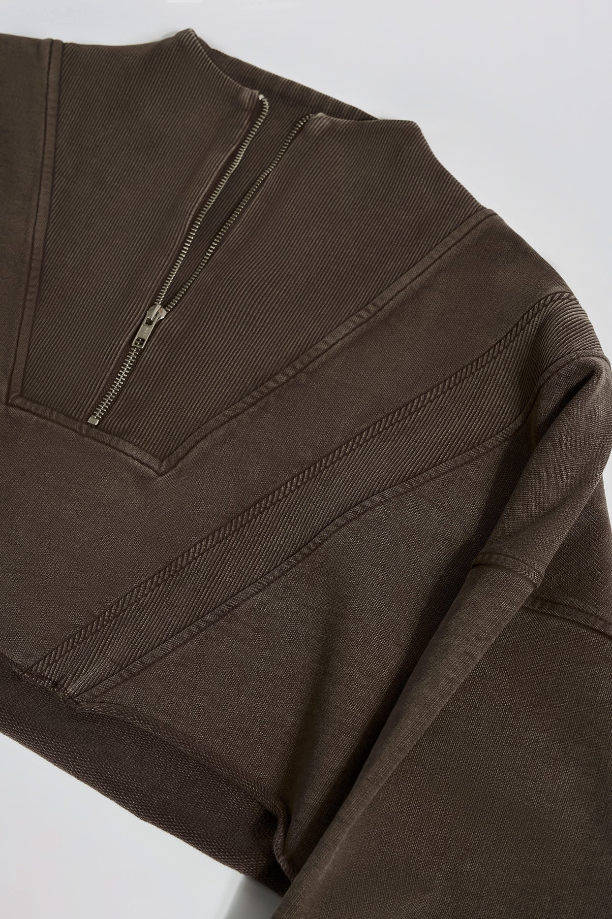Cotton Jersey Acid Wash Cropped Sweatshirt in Brown - 4