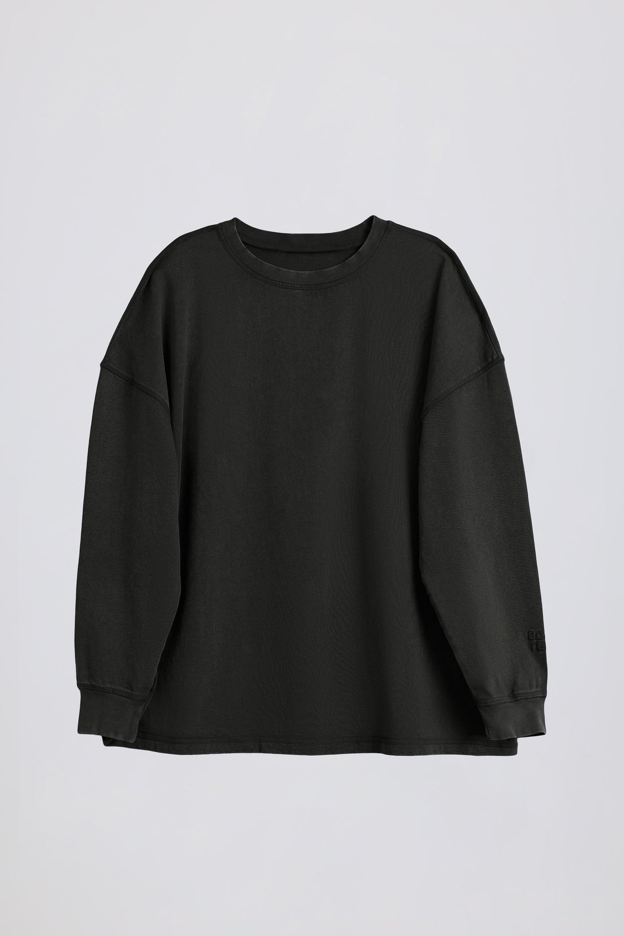 Acid Wash Long-Sleeve Oversized T-Shirt in Ash - 2