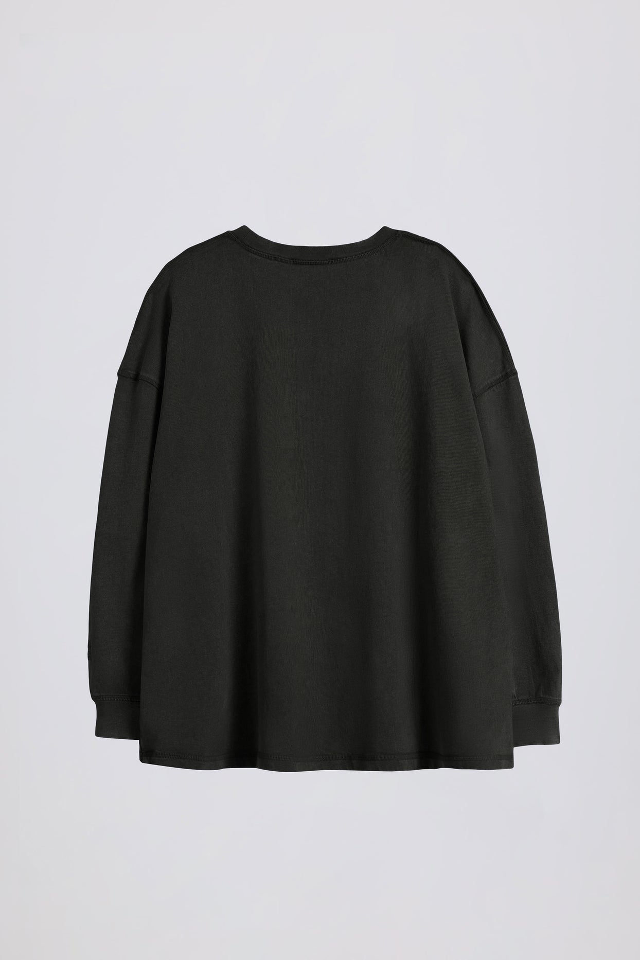 Acid Wash Long-Sleeve Oversized T-Shirt in Ash - 3