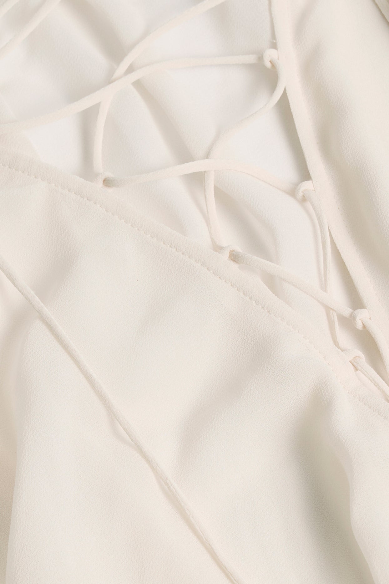 Lace-Up Balloon-Sleeve Mini Dress in Ivory - 3