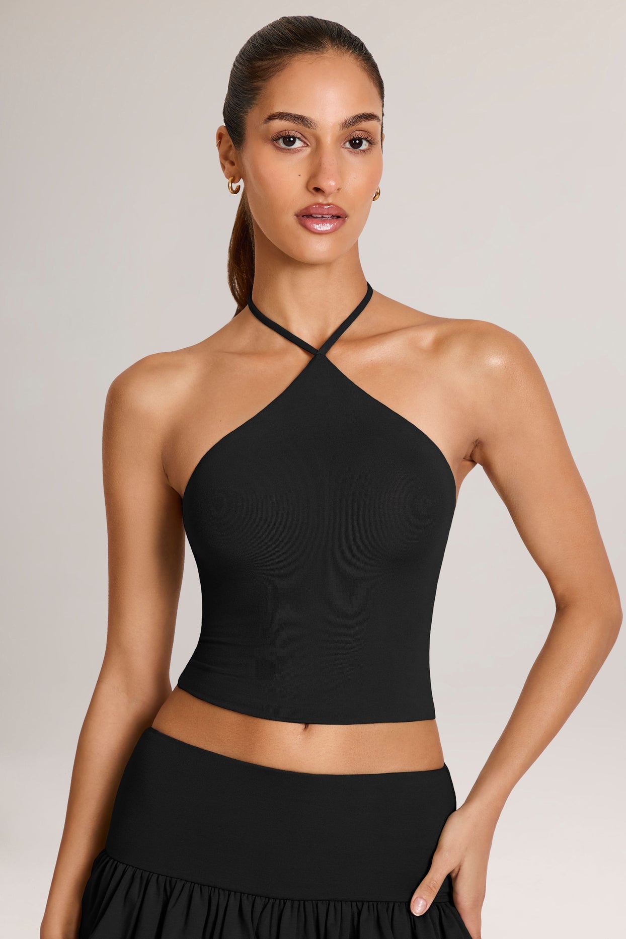 Modal Halterneck Top in Black - 1