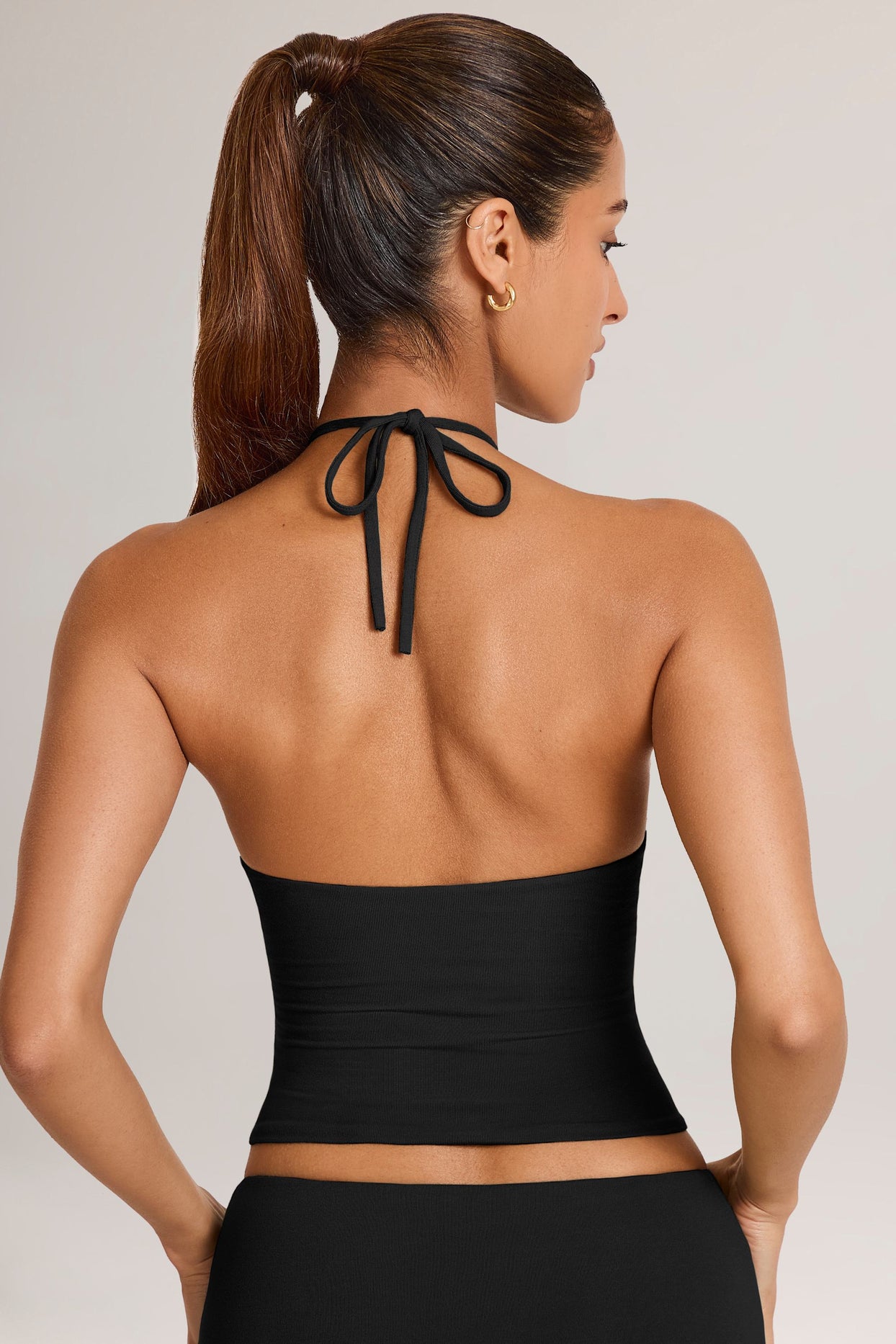 Modal Halterneck Top in Black - 2
