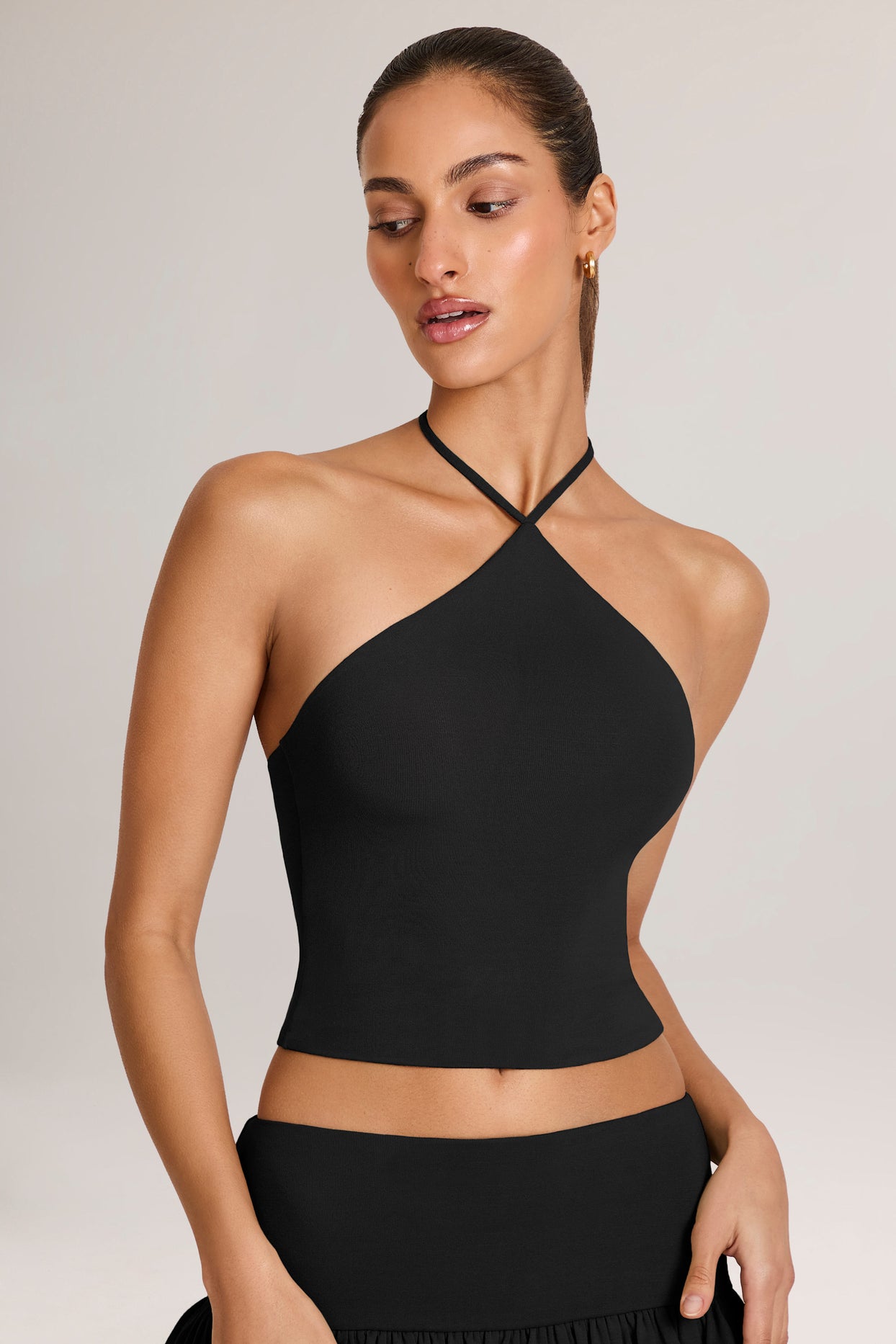 Modal Halterneck Top in Black - 4