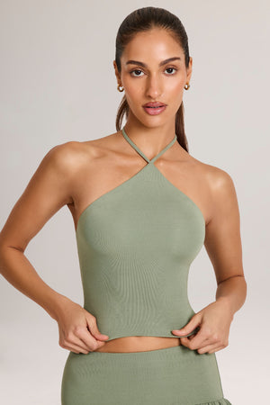 Modal Halterneck Top in Sage Green
