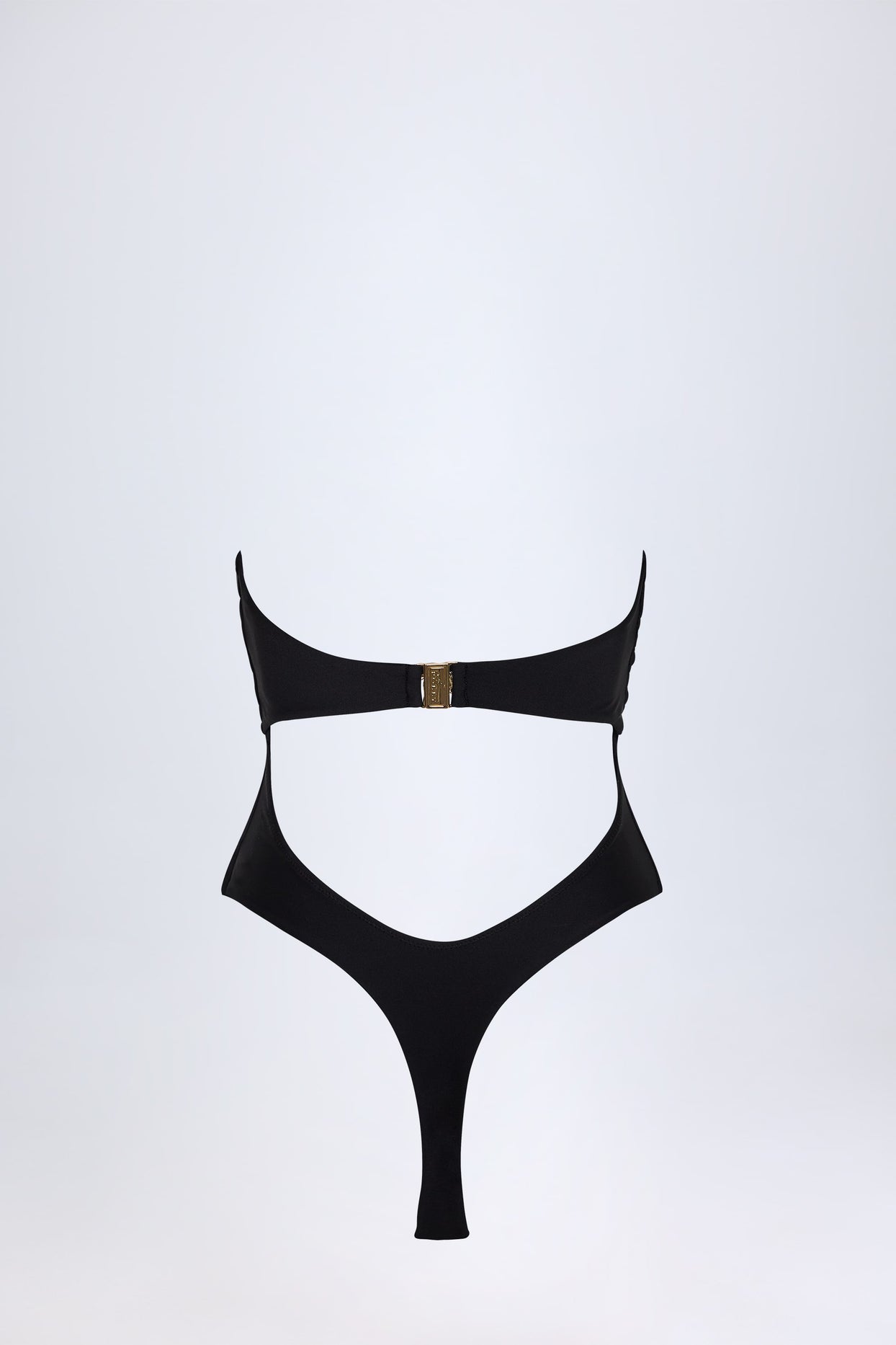 Cut-Out Hardware-Detail Swimsuit in Black - 4