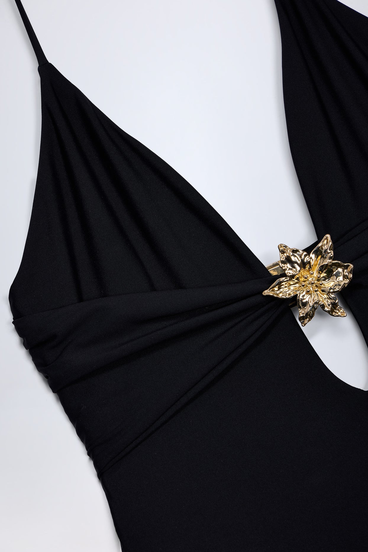 Cut-Out Hardware-Detail Swimsuit in Black - 5