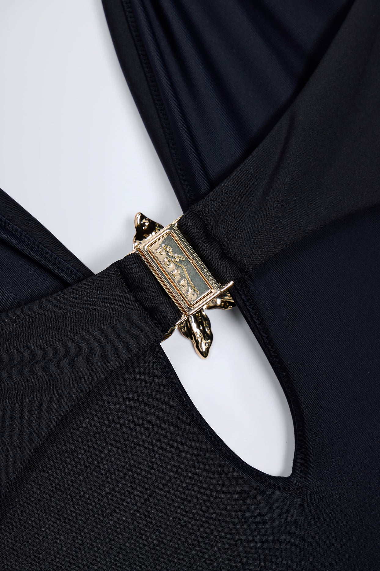 Cut-Out Hardware-Detail Swimsuit in Black - 6