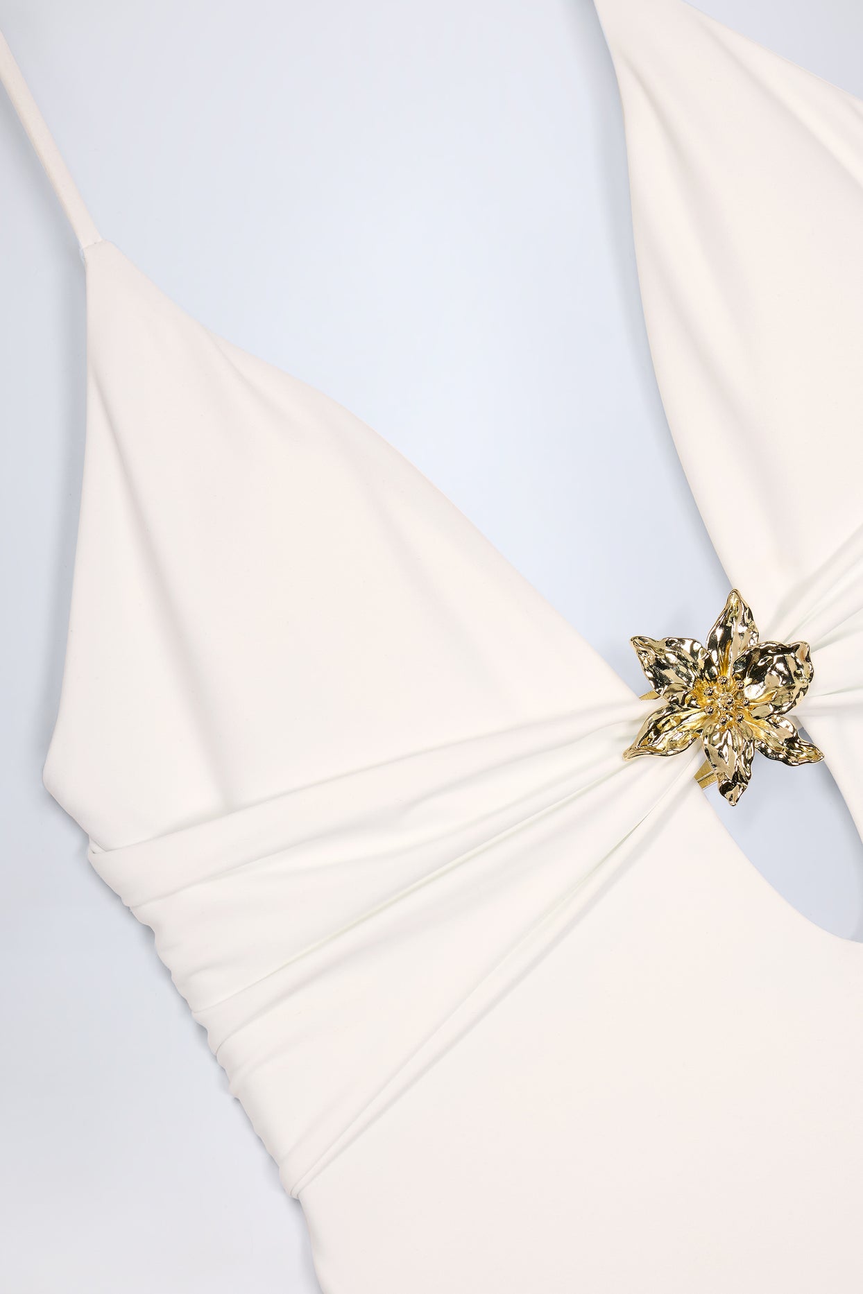 Cut-Out Hardware-Detail Swimsuit in White - 5