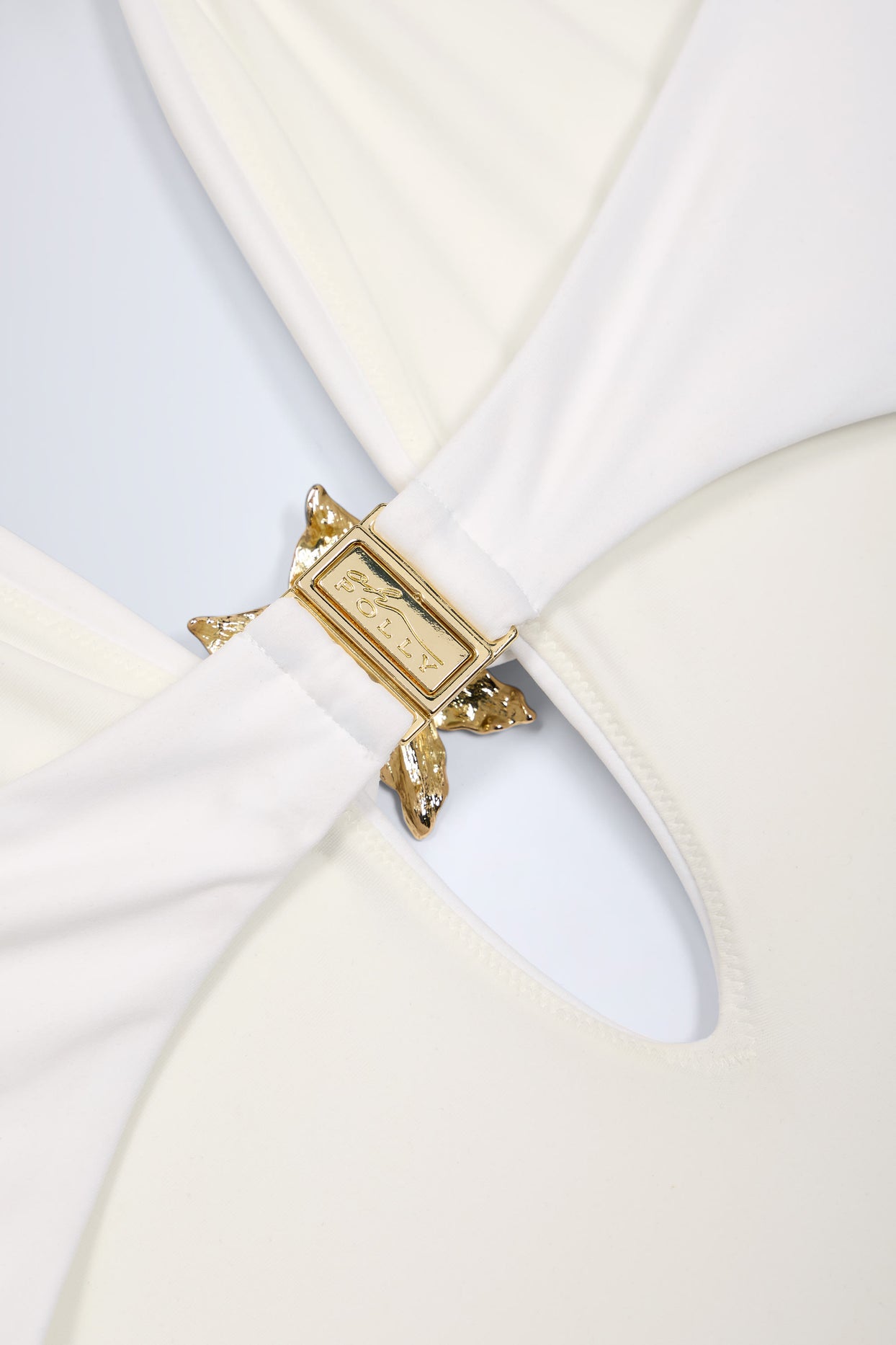 Cut-Out Hardware-Detail Swimsuit in White - 6