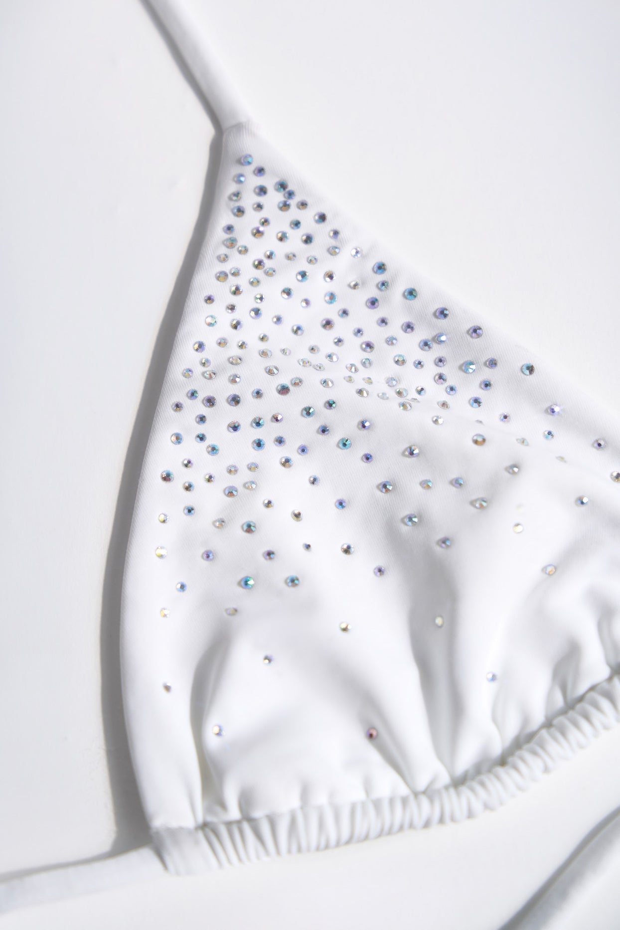 Embellished Triangle Bikini Top in White - 4
