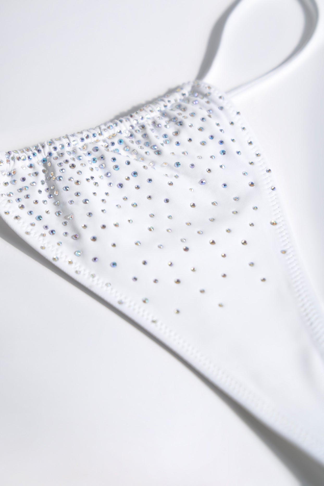 Embellished Drawstring Thong Bikini Bottoms in White - 5
