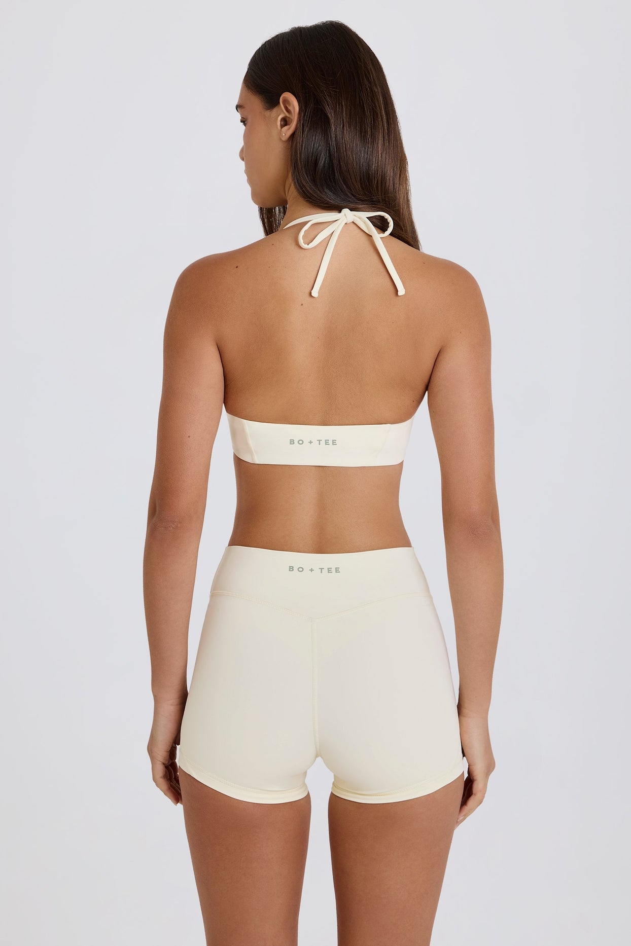 High-Waist Mini Shorts in Cream - 4