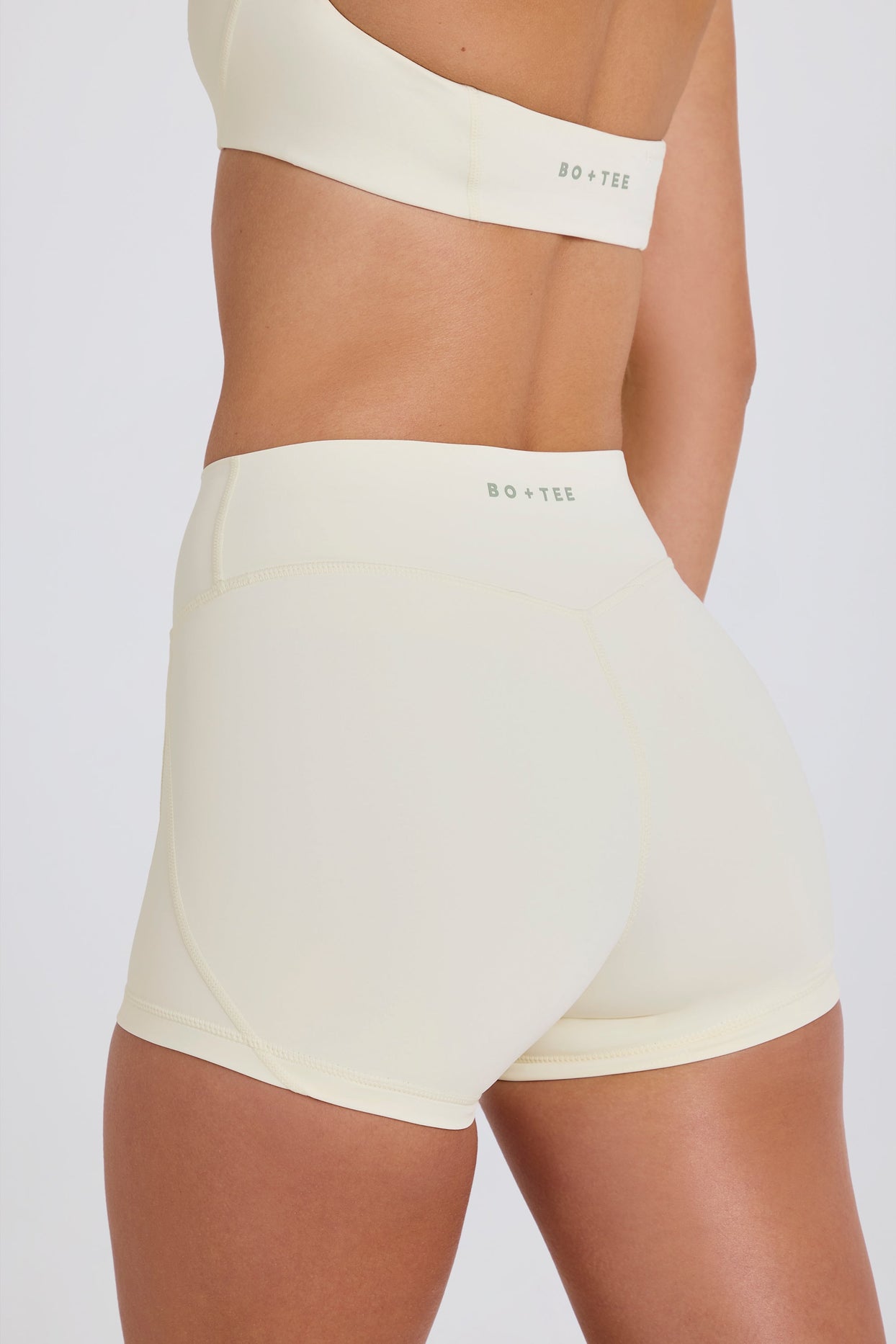 High-Waist Mini Shorts in Cream - 5