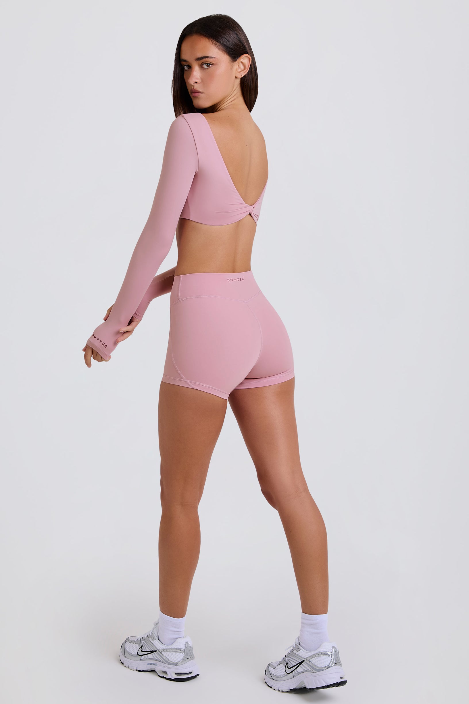 High-Waist Mini Shorts in Mauve - 1