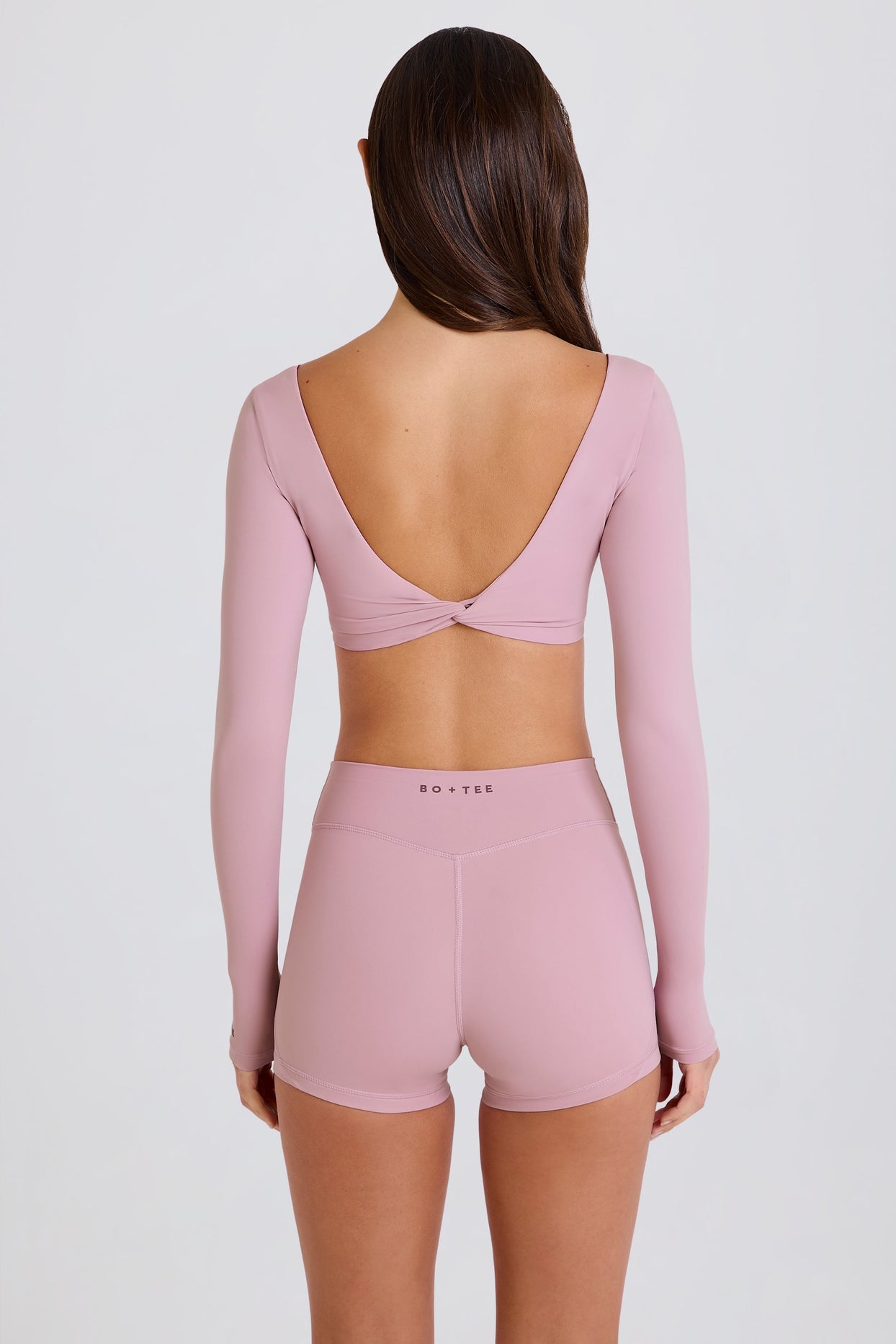High-Waist Mini Shorts in Mauve - 4