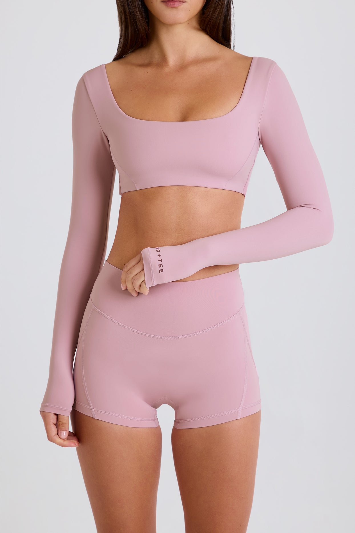 High-Waist Mini Shorts in Mauve - 6