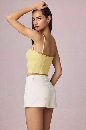 High-Waist A-Line Shorts in Ecru Wash
