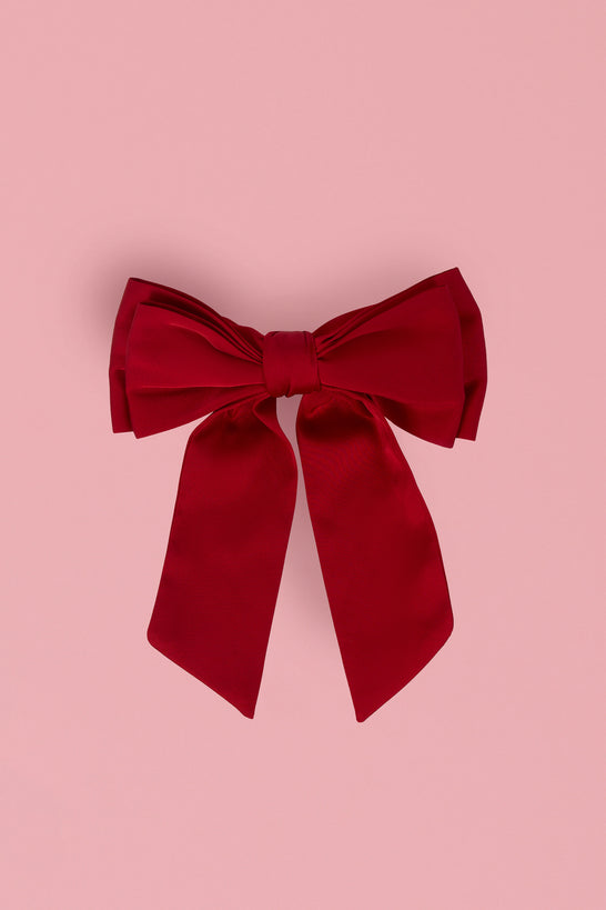 Bow Hair Clip in Ruby Red