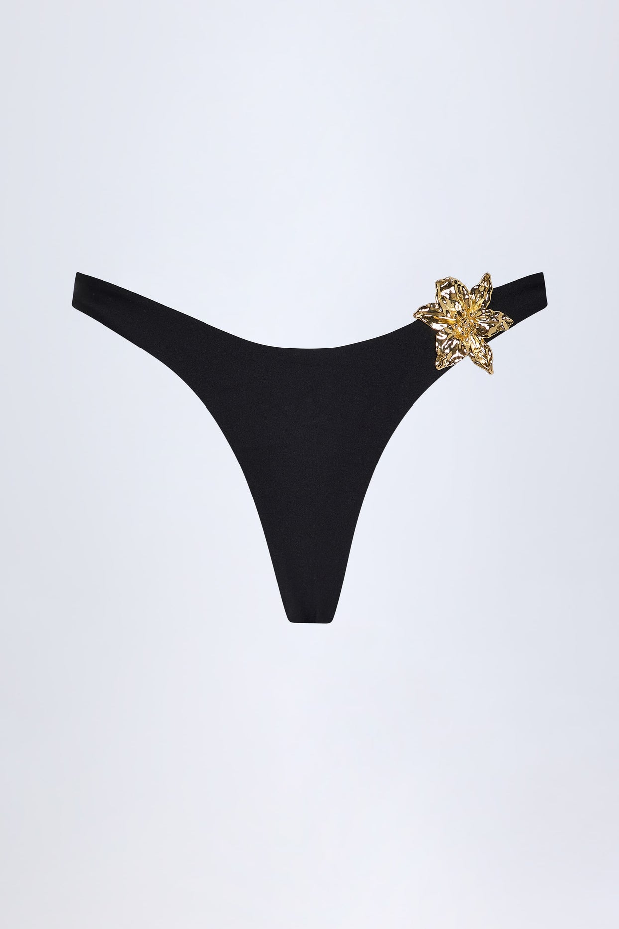 Hardware-Detail Cheeky Bikini Bottoms in Black - 3