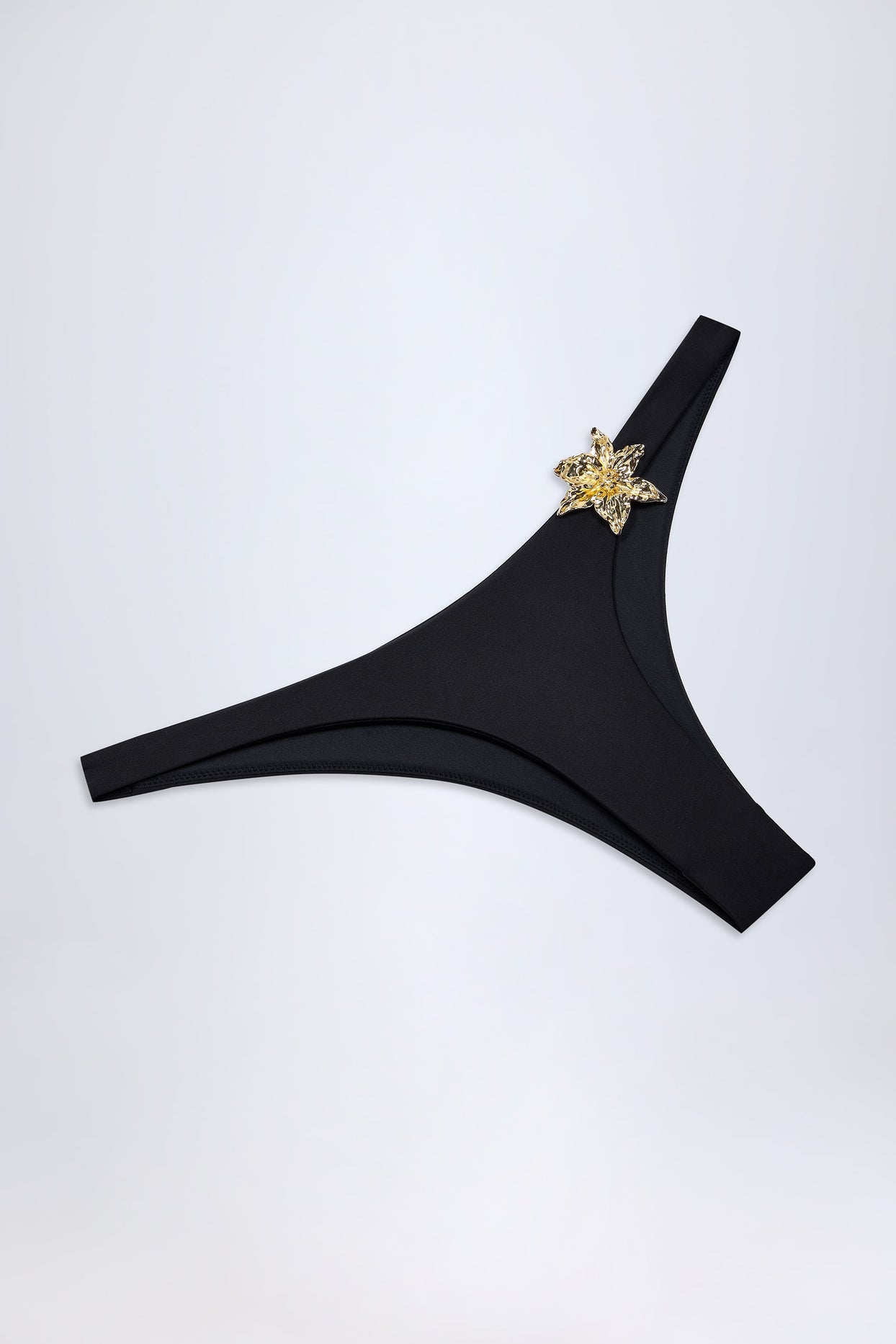 Hardware-Detail Cheeky Bikini Bottoms in Black - 5