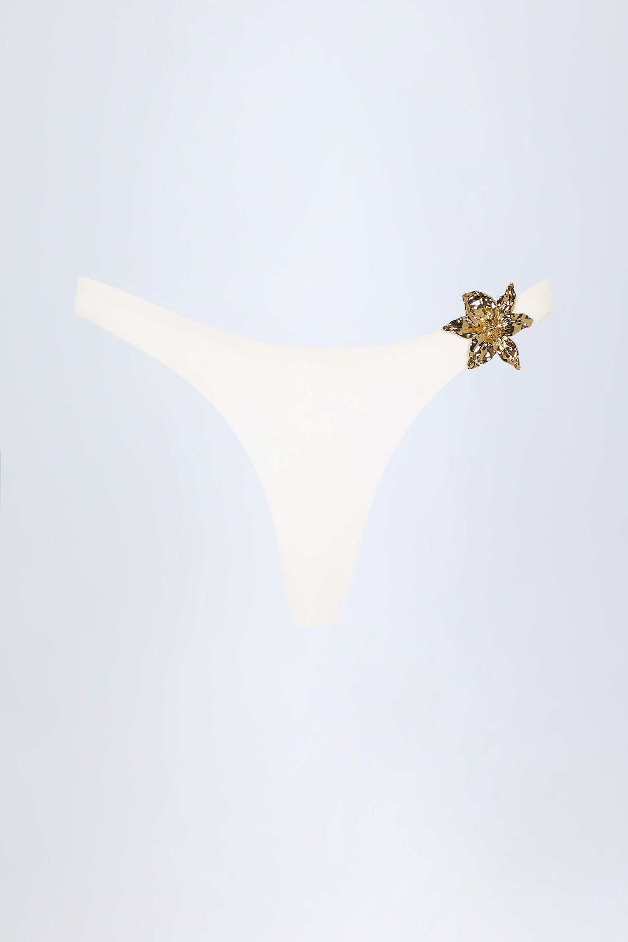 Hardware-Detail Cheeky Bikini Bottoms in White - 3