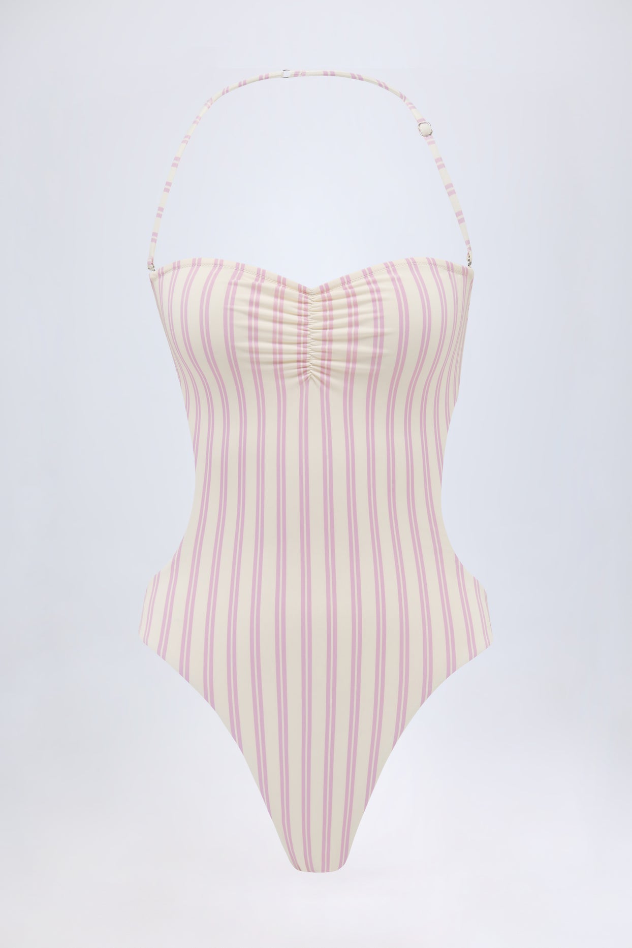 Cut-Out Halterneck Swimsuit in Mauve - 2