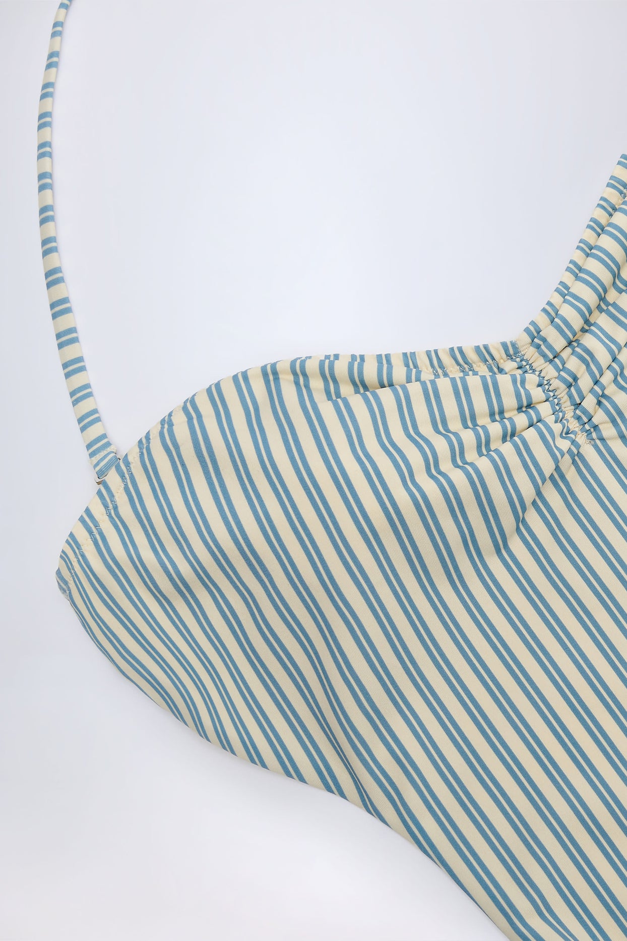 Cut-Out Halterneck Swimsuit in Teal Double Stripe - 4