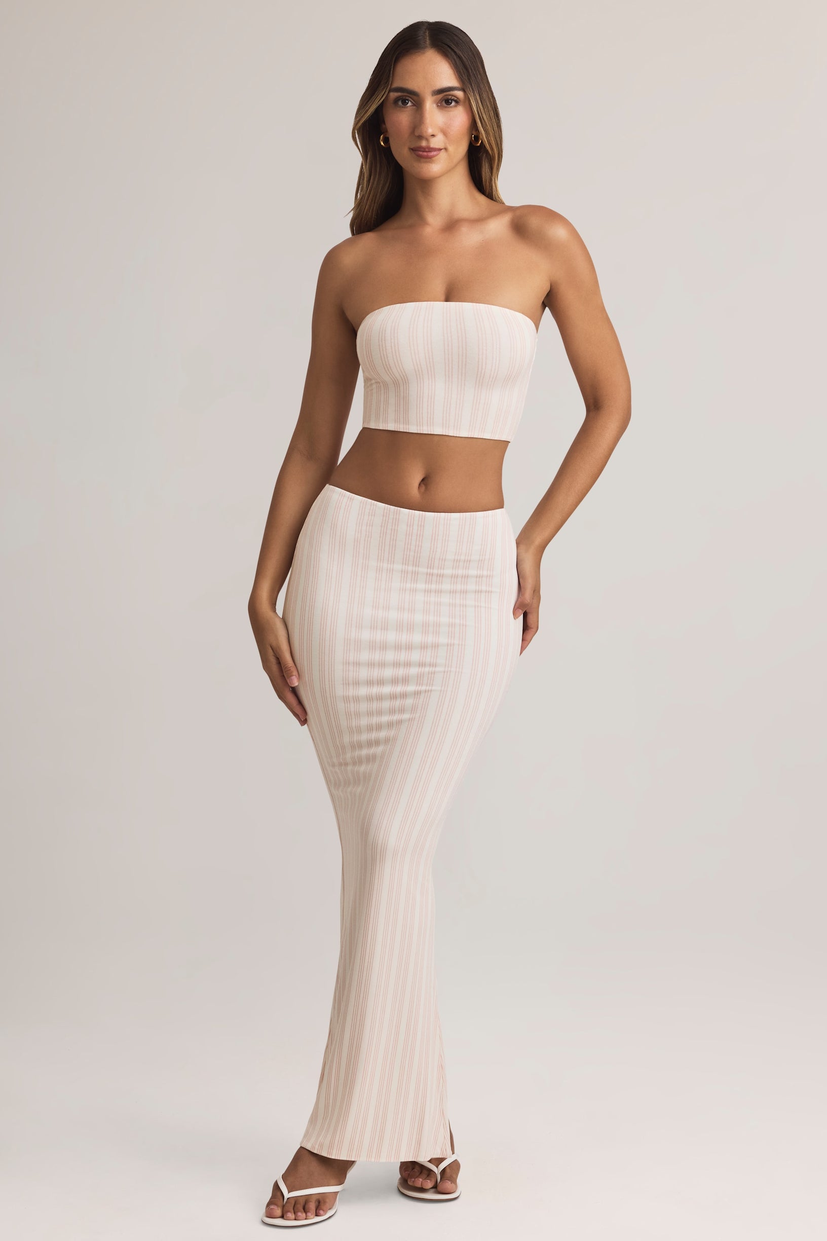 Modal Mid-Rise Maxi Skirt in Stripe Print - 1