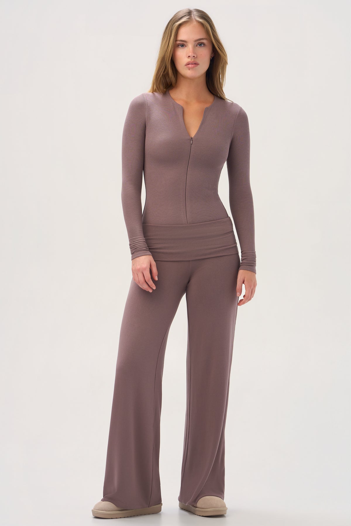 ButterCloud™ Zip-Neck Top in Chestnut