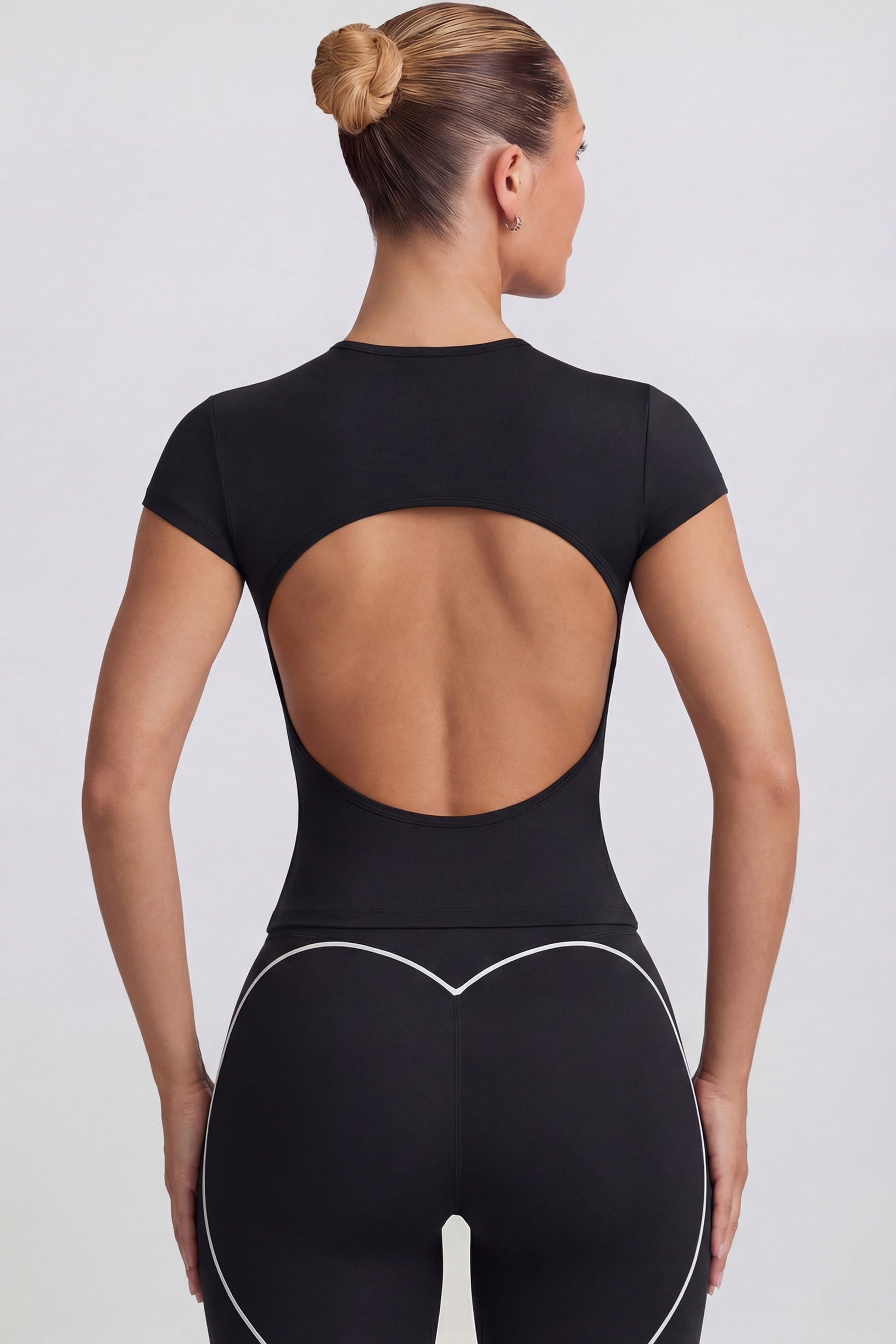Cut-Out Longline T-Shirt in Black - 2