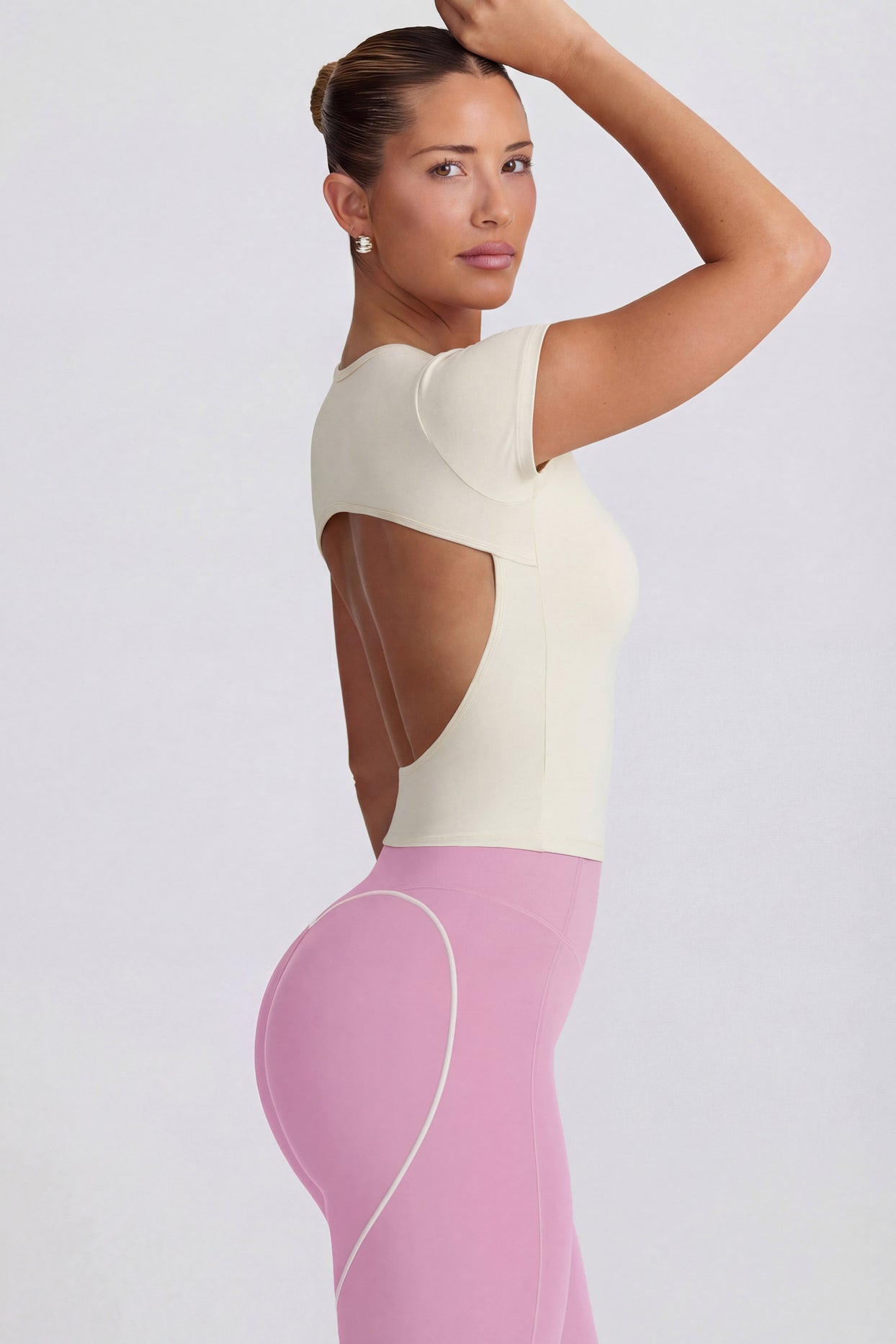 Cut-Out Longline T-Shirt in Oat - 3