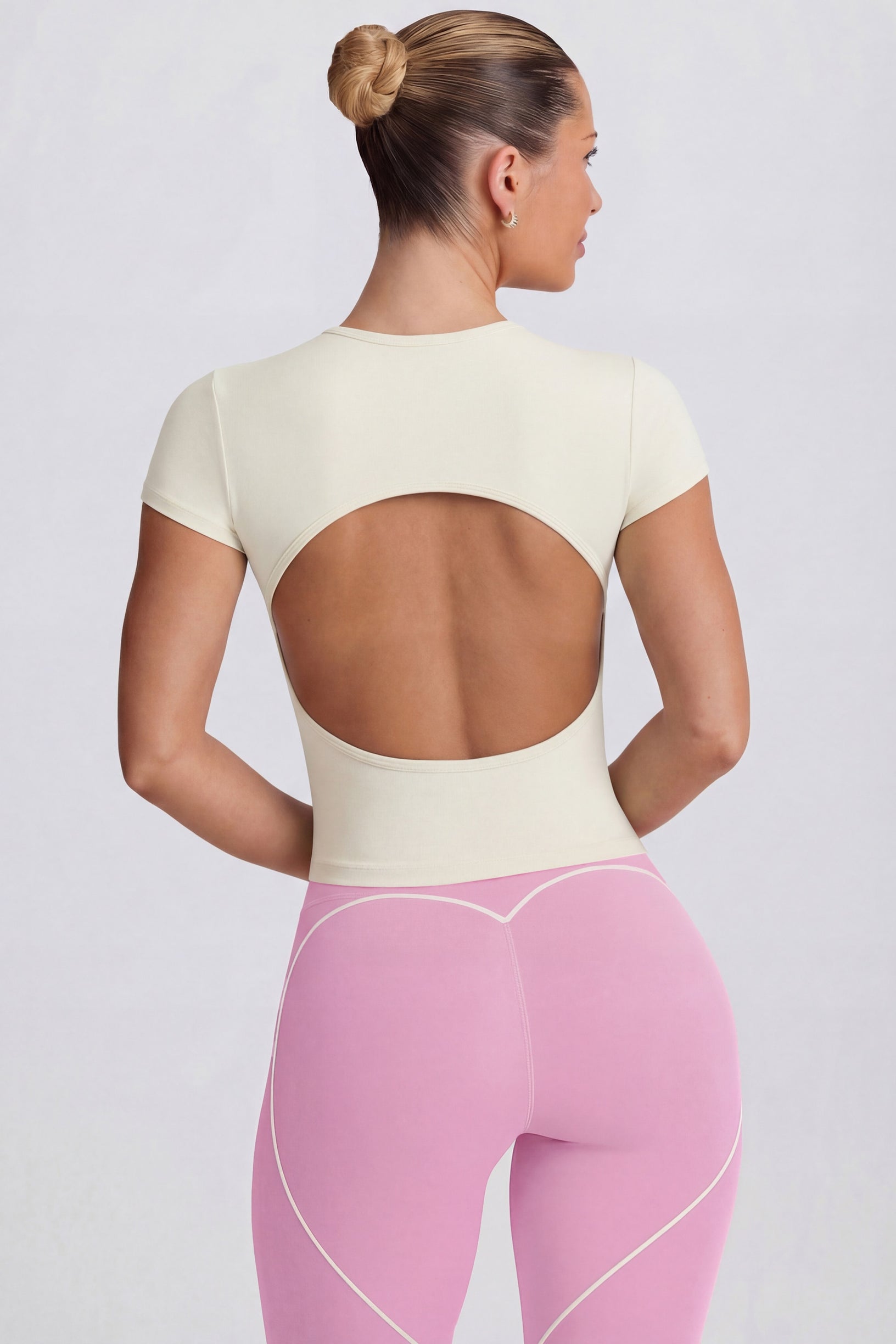 Cut-Out Longline T-Shirt in Oat - 2
