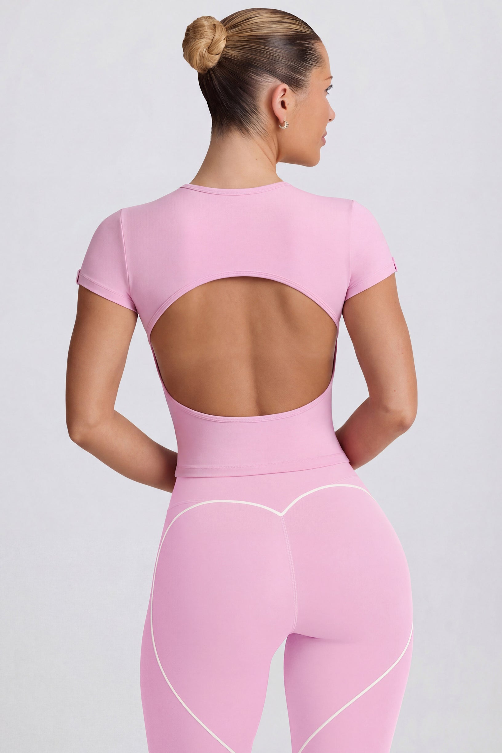 Cut-Out Longline T-Shirt in Dusty Pink - 2