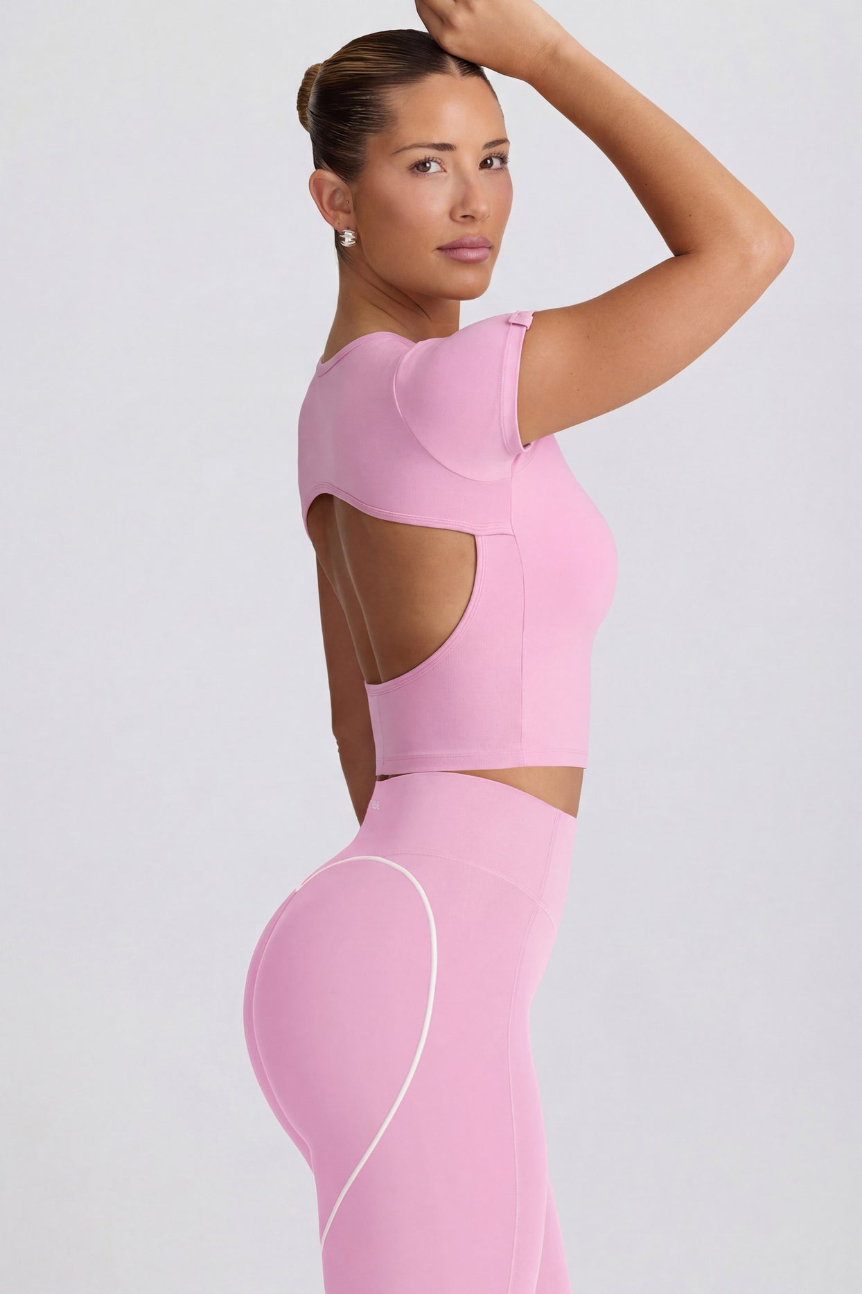 Cut-Out Longline T-Shirt in Dusty Pink - 3
