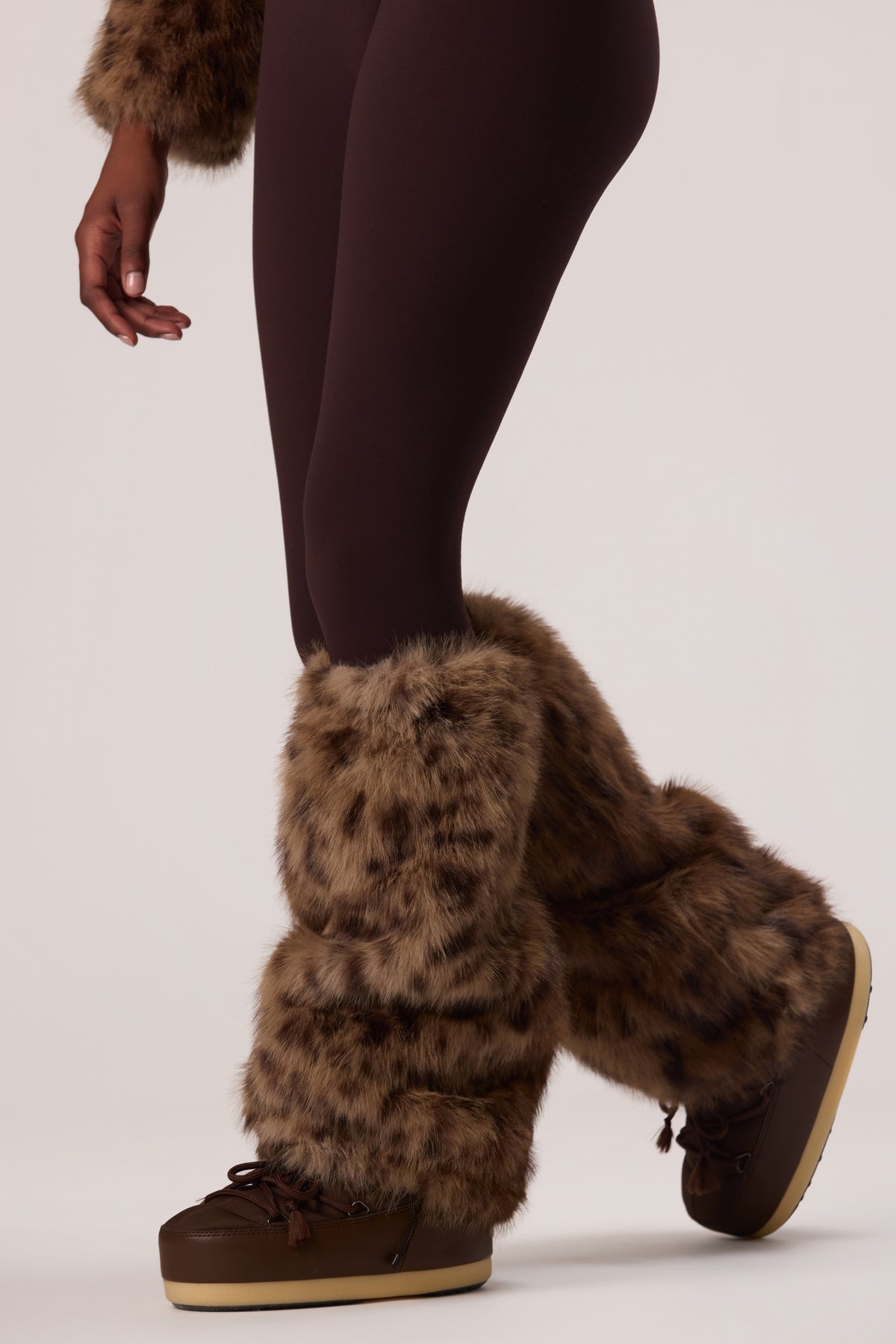 Faux Fur Boot Covers in Brown Leopard